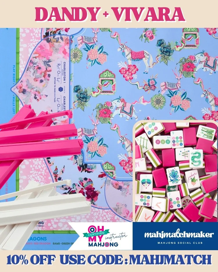 Oh My Mahjong Dandy mahjong tiles with Oh My Mahjong Vivara mahjong mat