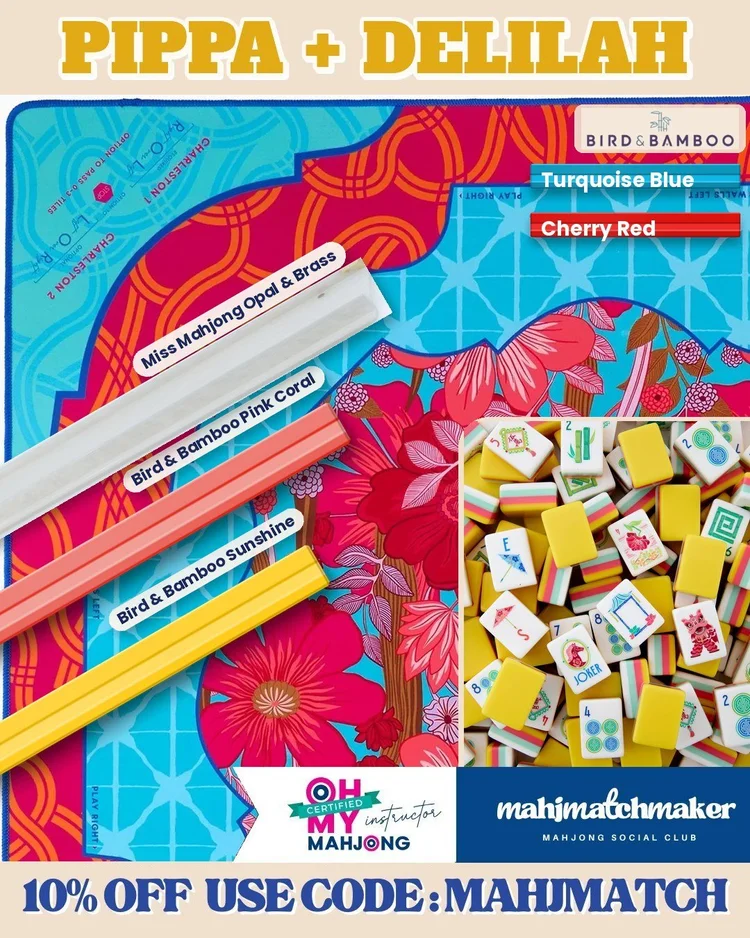 Oh My Mahjong Pippa mahjong tiles with Oh My Mahjong Delilah mahjong mat