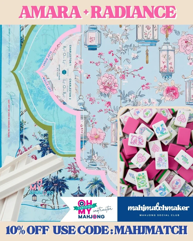 Oh My Mahjong Amara mahjong tiles with Oh My Mahjong Radiance mahjong mat