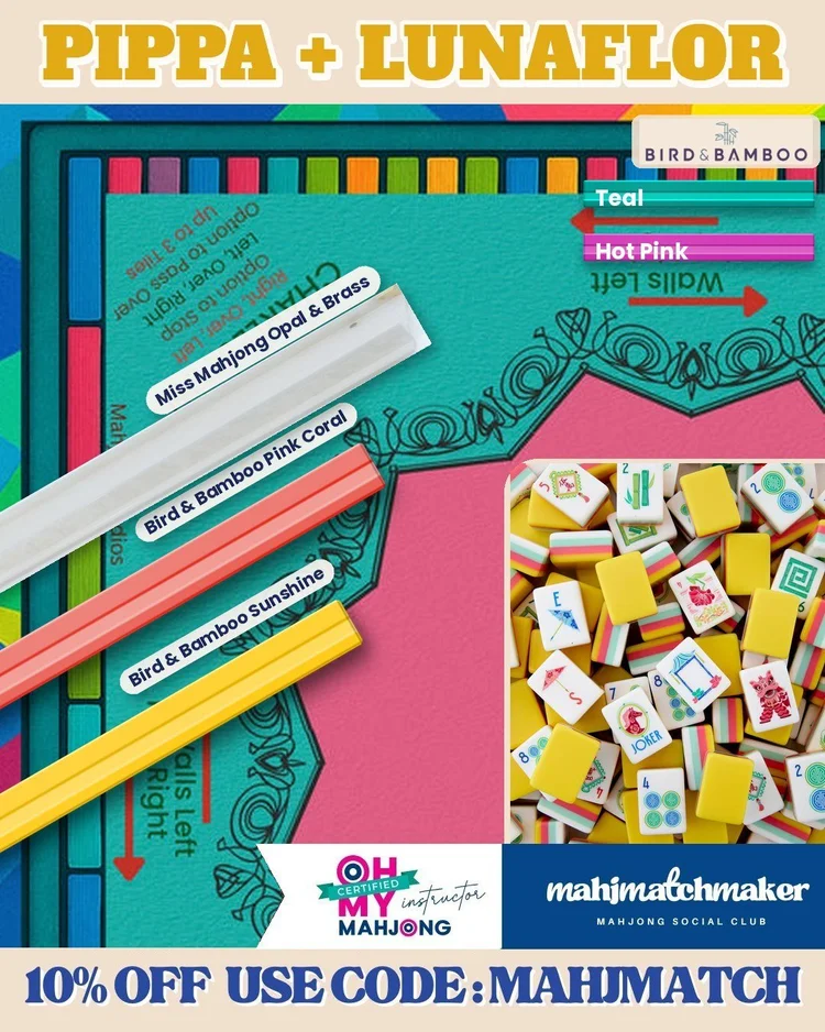 Oh My Mahjong Pippa mahjong tiles with Mahjong Studios Lunaflor mahjong mat
