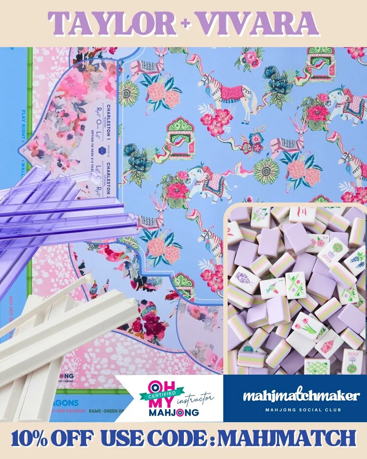 Oh My Mahjong Taylor mahjong tiles with Oh My Mahjong Vivara mahjong mat