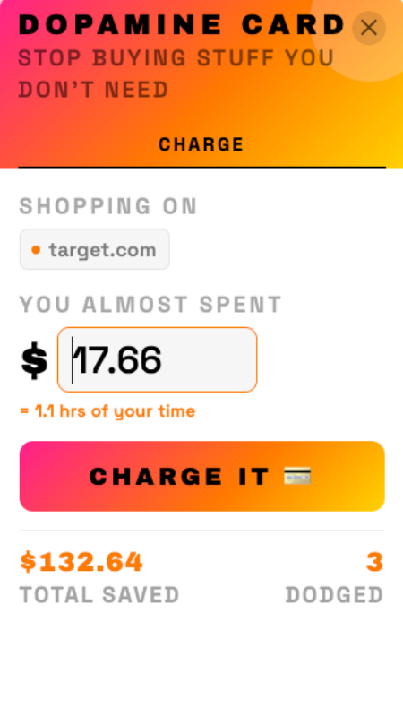 Dopamine Card widget with price