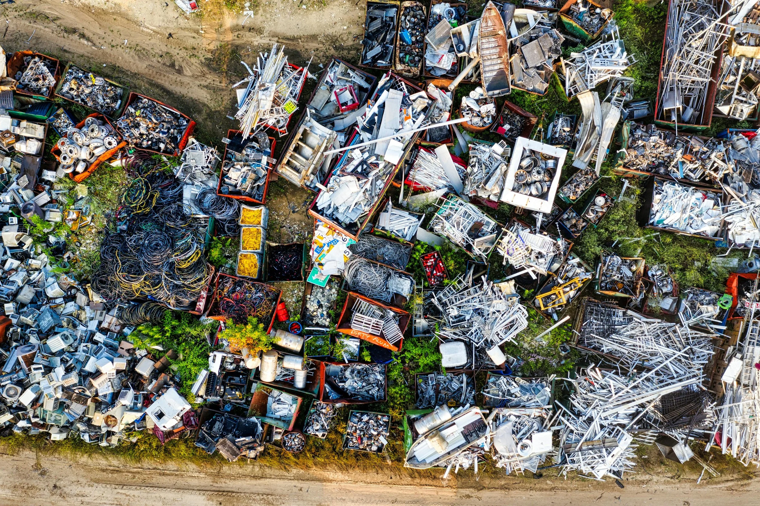Aerial view of waste collection facility illustrating the scale of the $86 billion U.S. waste management industry