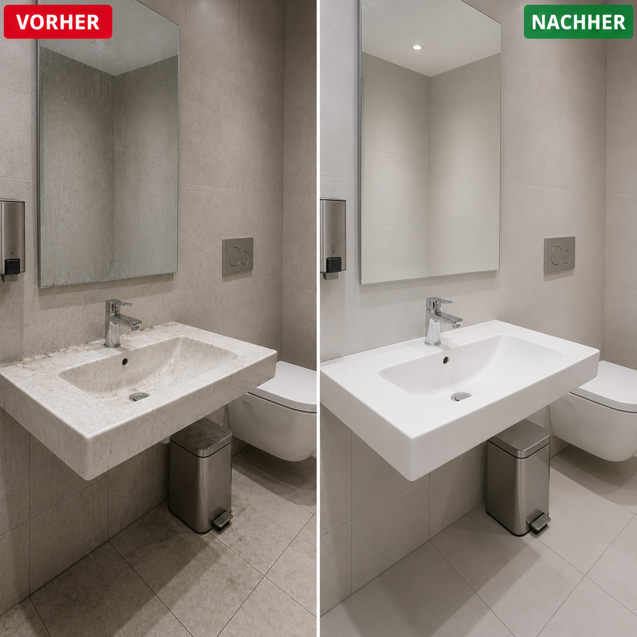 Sanitär- und Hygienereinigung vorher und nachher