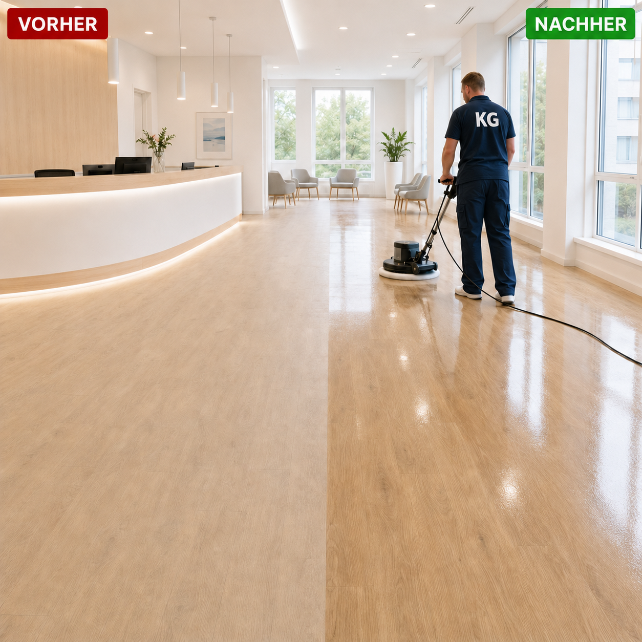 Bodenreinigung und Pflege vorher und nachher