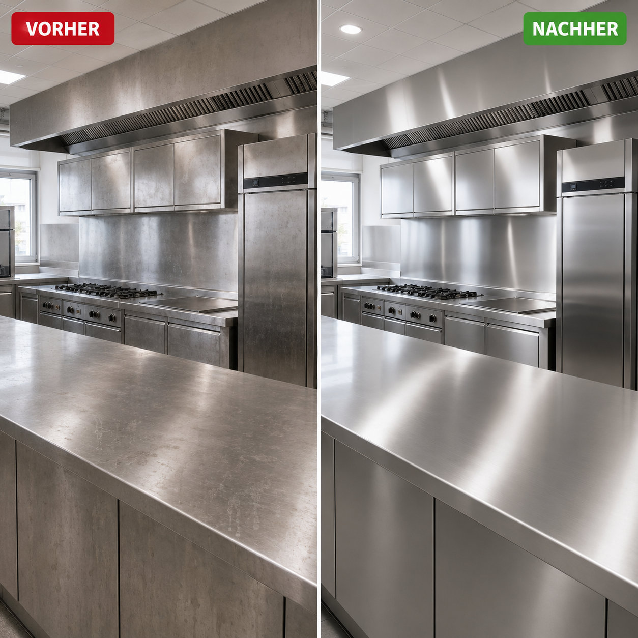 Küchen- und Gewerbereinigung vorher und nachher