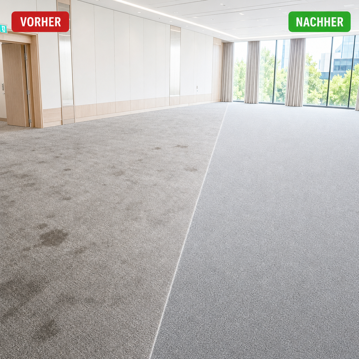 Teppich- und Grundreinigung vorher und nachher