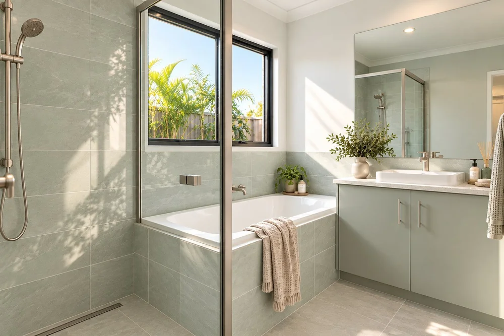 Fresh, calming finishes — illustrative interior
