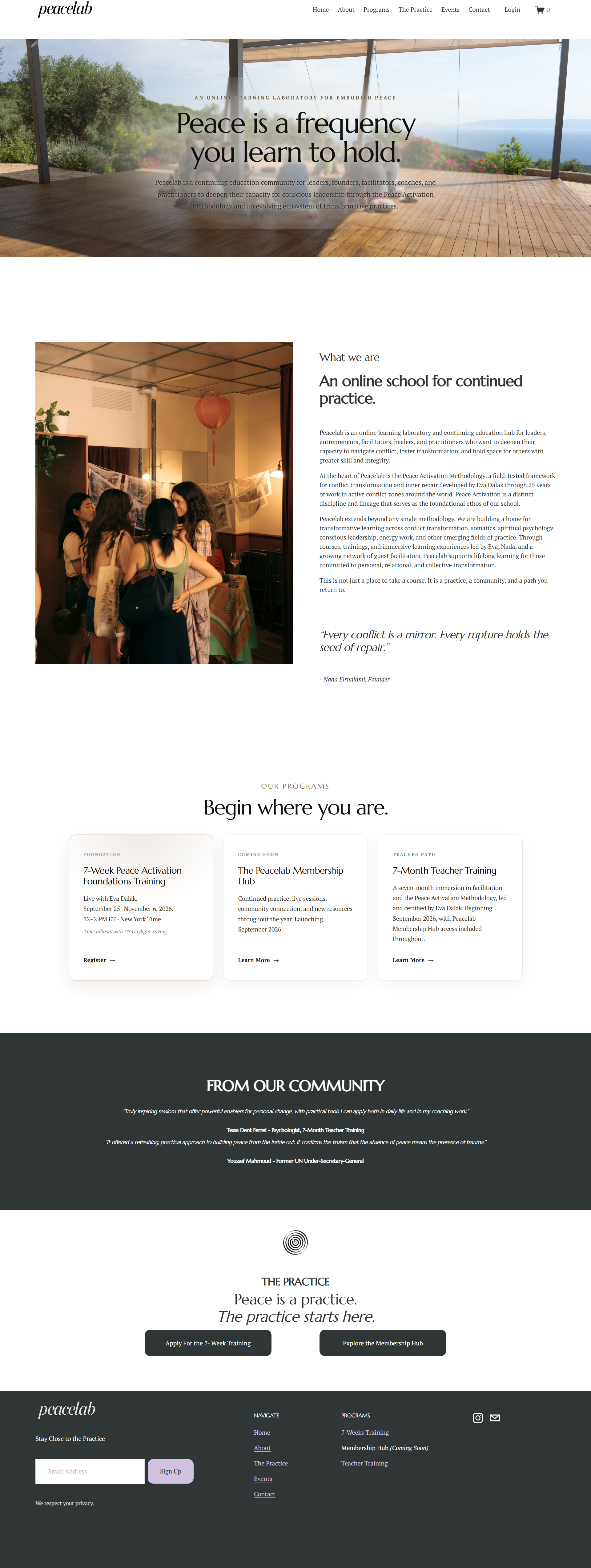 PeaceLab full website preview