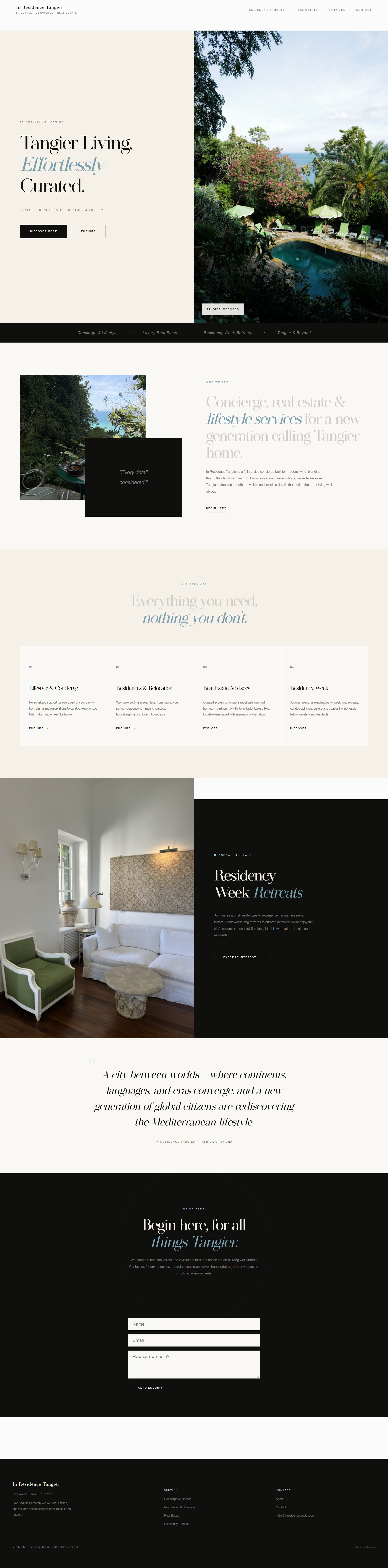 In Residence Tangier website preview