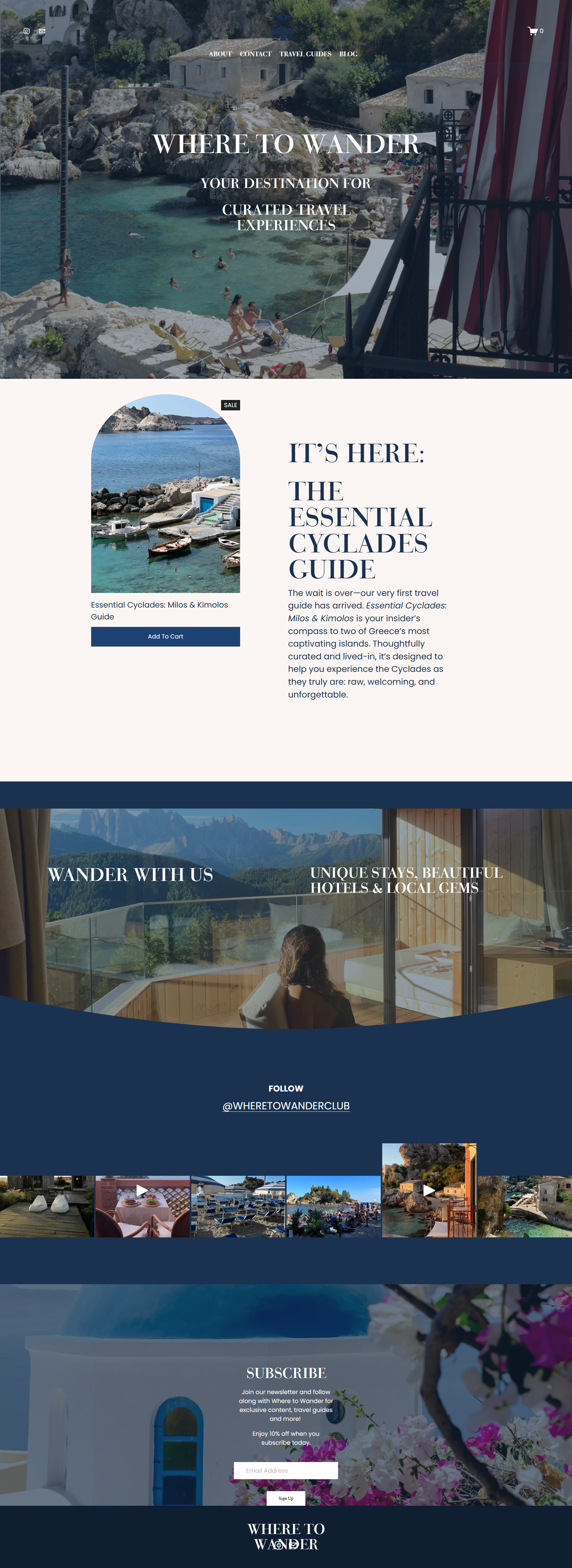 Where to Wander website preview