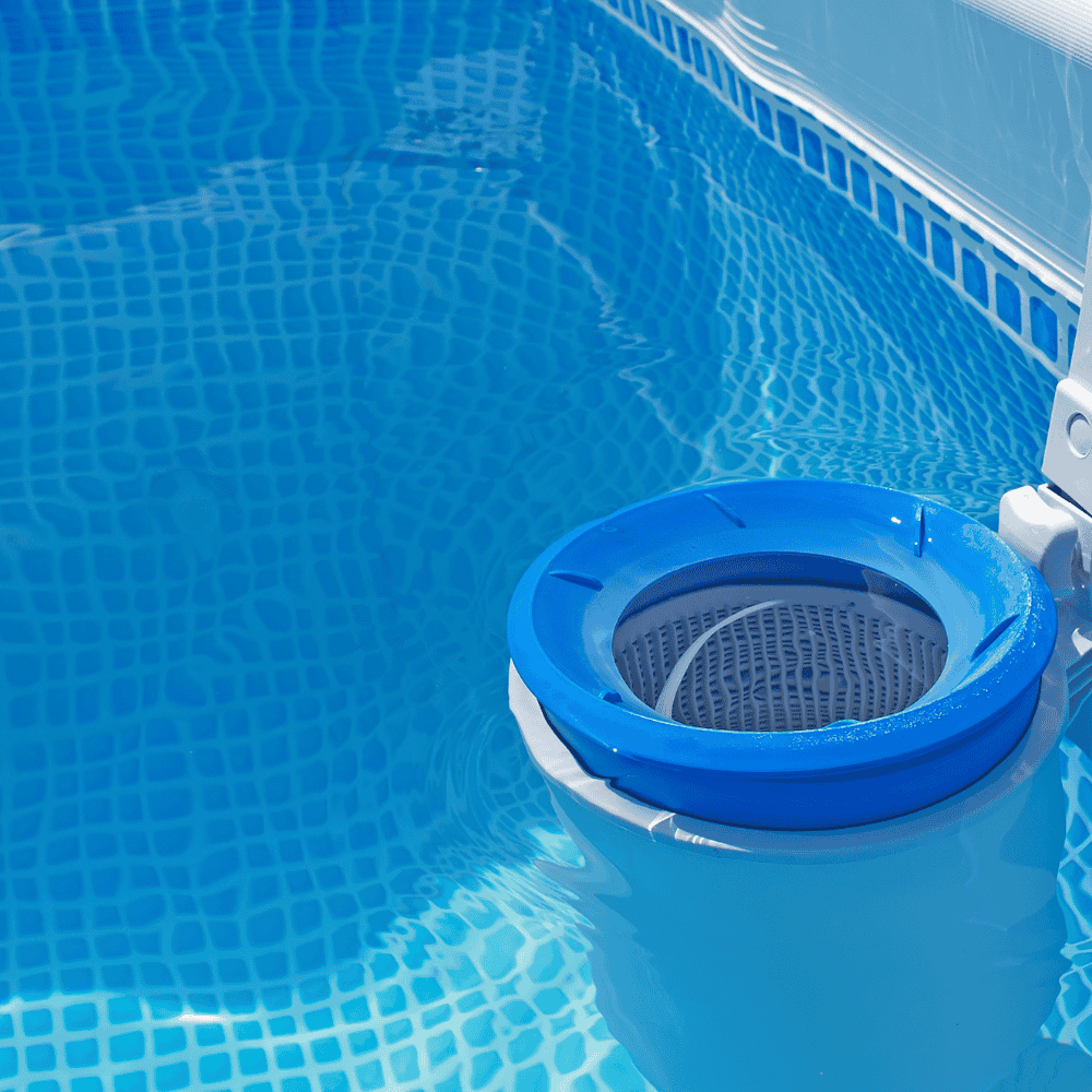 pool owner adjusting water valves near equipment pad