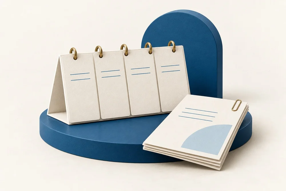 Illustration of a planning calendar and tax documents