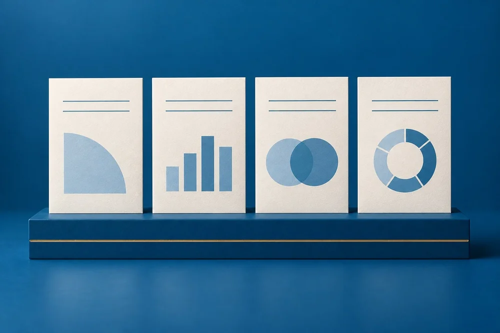 Illustration of financial report cards