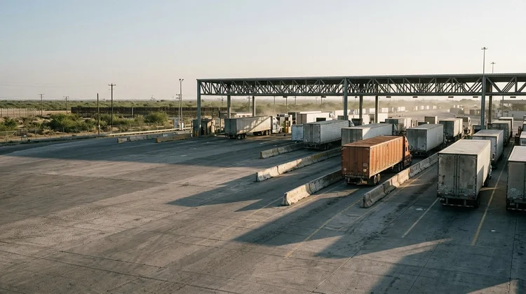 Imported goods waiting at a Mexican customs yard