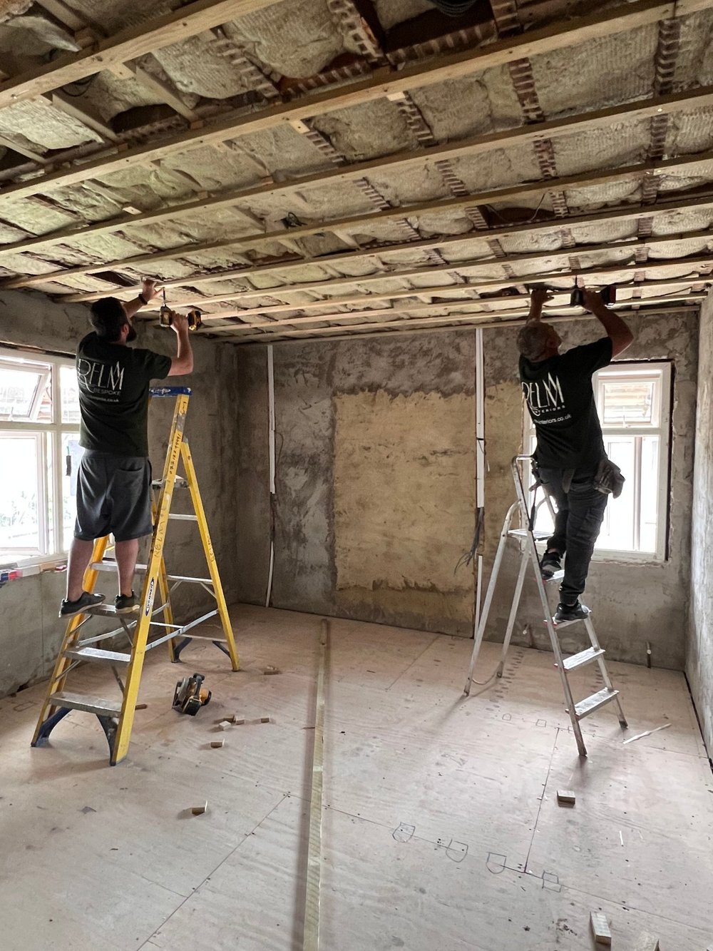 RELM Interiors and RELM Bespoke team fitting new ceilings during a Wimbledon whole-house renovation