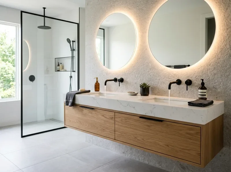 Custom Double Vanity and Quartz Countertop