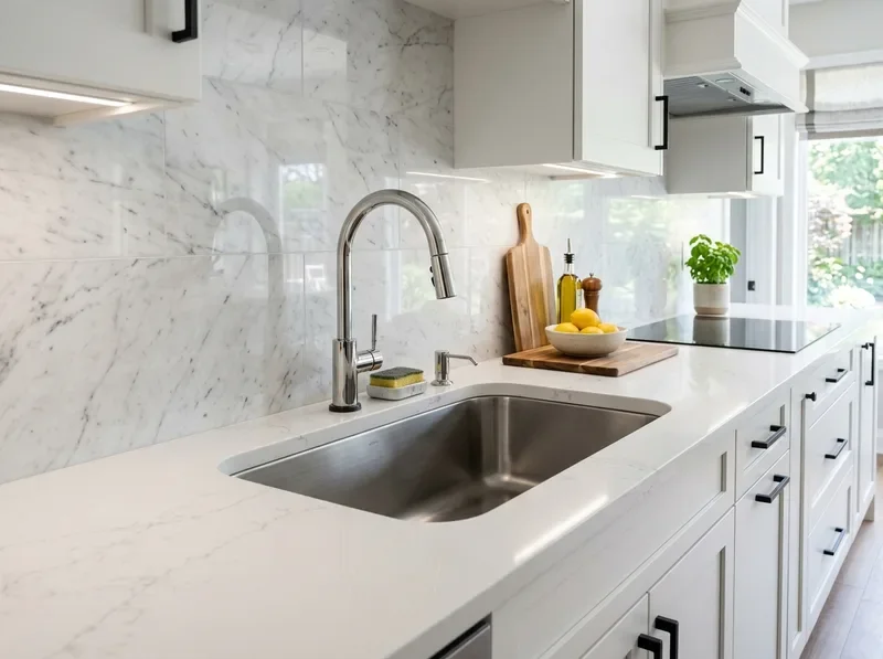 Quartz Countertop and Backsplash Integration