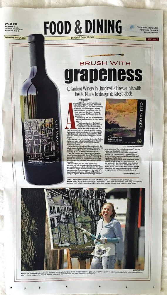 Brush with grapeness, Portland Press Herald, June 24, 2015, featuring Erin McGee Ferrell and the Iron Gate label
