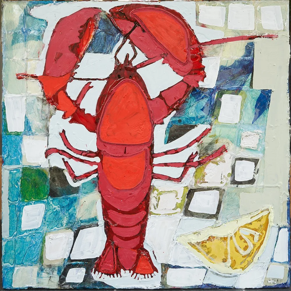 Red lobster with lemon, from the Lobsters series by Erin McGee Ferrell