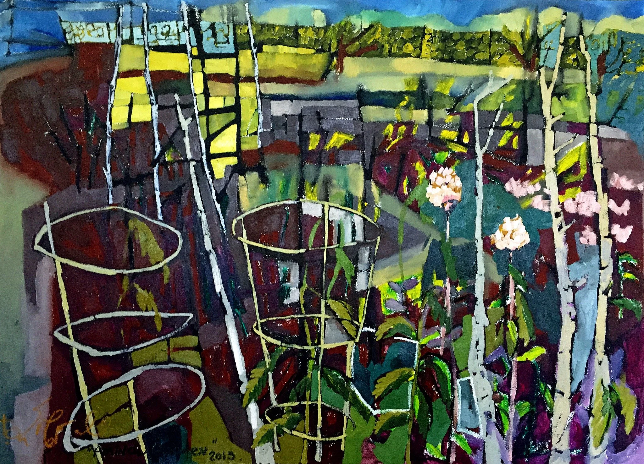 Garden August, oil painting by Erin McGee Ferrell for the Whole Foods Urban Garden Collaboration