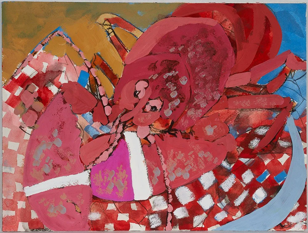 Pink on a checkered plate, from the Lobsters series by Erin McGee Ferrell