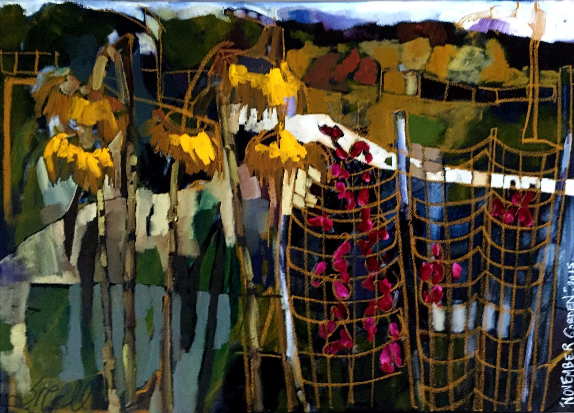 Garden November, oil painting by Erin McGee Ferrell for the Whole Foods Urban Garden Collaboration