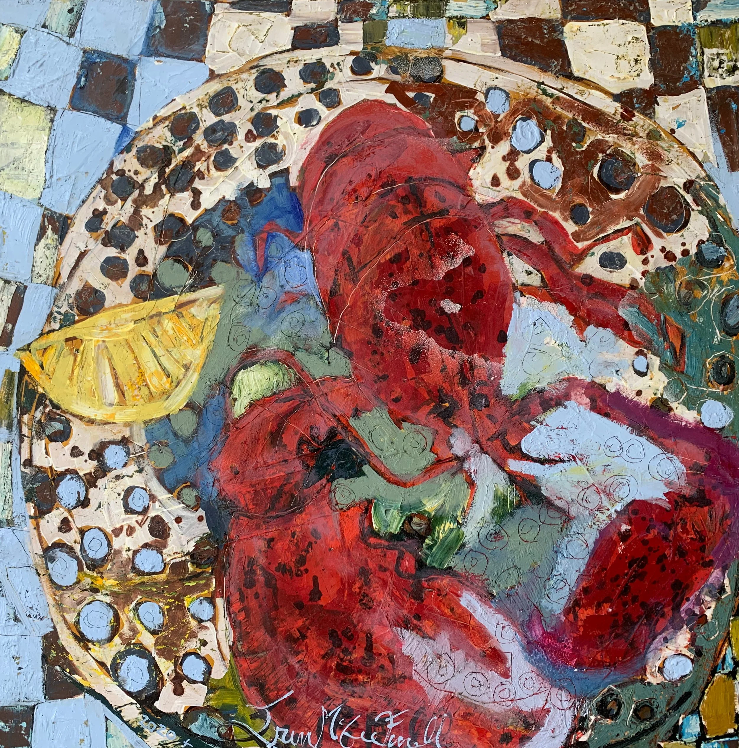 Patterned plate, from the Lobsters series by Erin McGee Ferrell