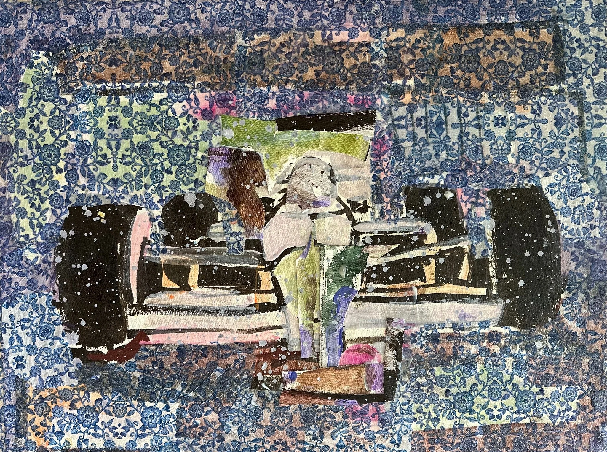 Formula 1 race car painting from Erin McGee Ferrell’s thermochromic experiments in Bahrain.