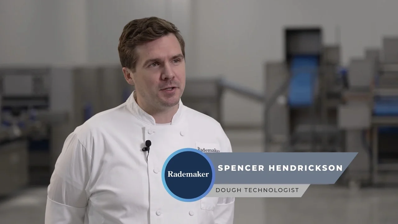 Rademaker dough technologist Spencer Hendrickson featured in an employee expert video at the Rademaker Experience Center