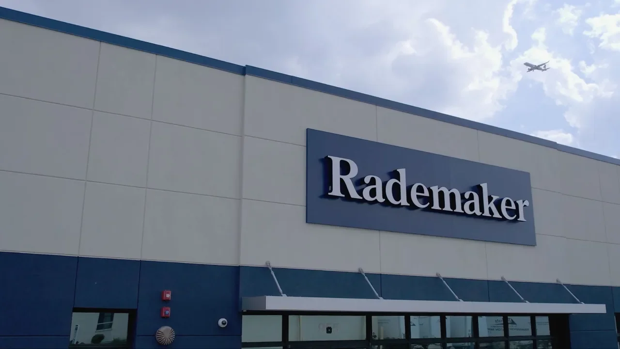 Exterior of the Rademaker Experience Center near Chicago featured in a corporate facility tour video