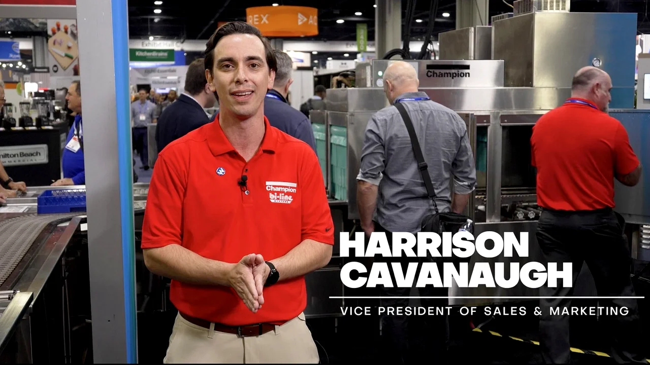 Champion Industries trade show booth video featuring Harrison Cavanaugh at NAFEM