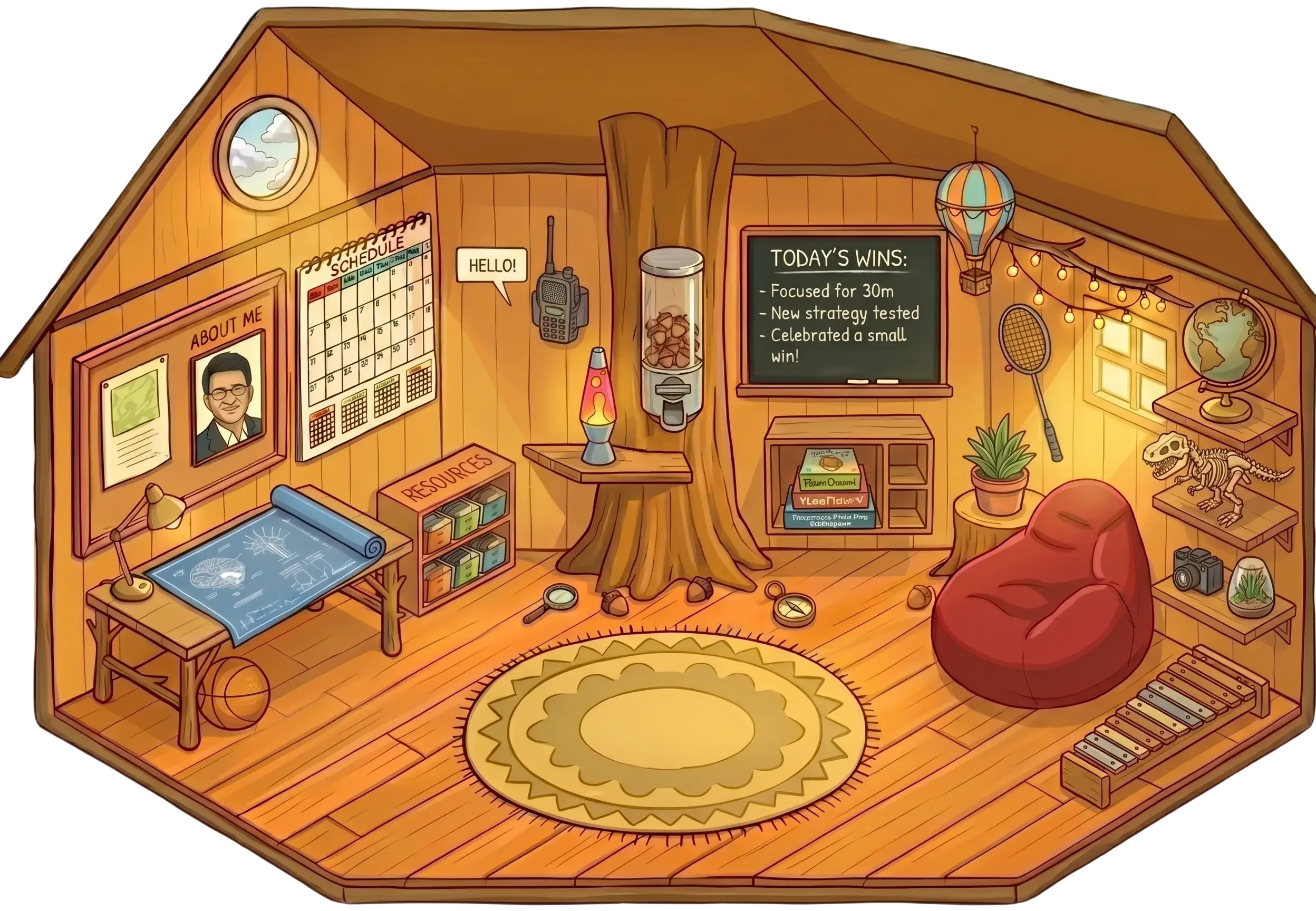 The Lounge — a cozy treehouse room