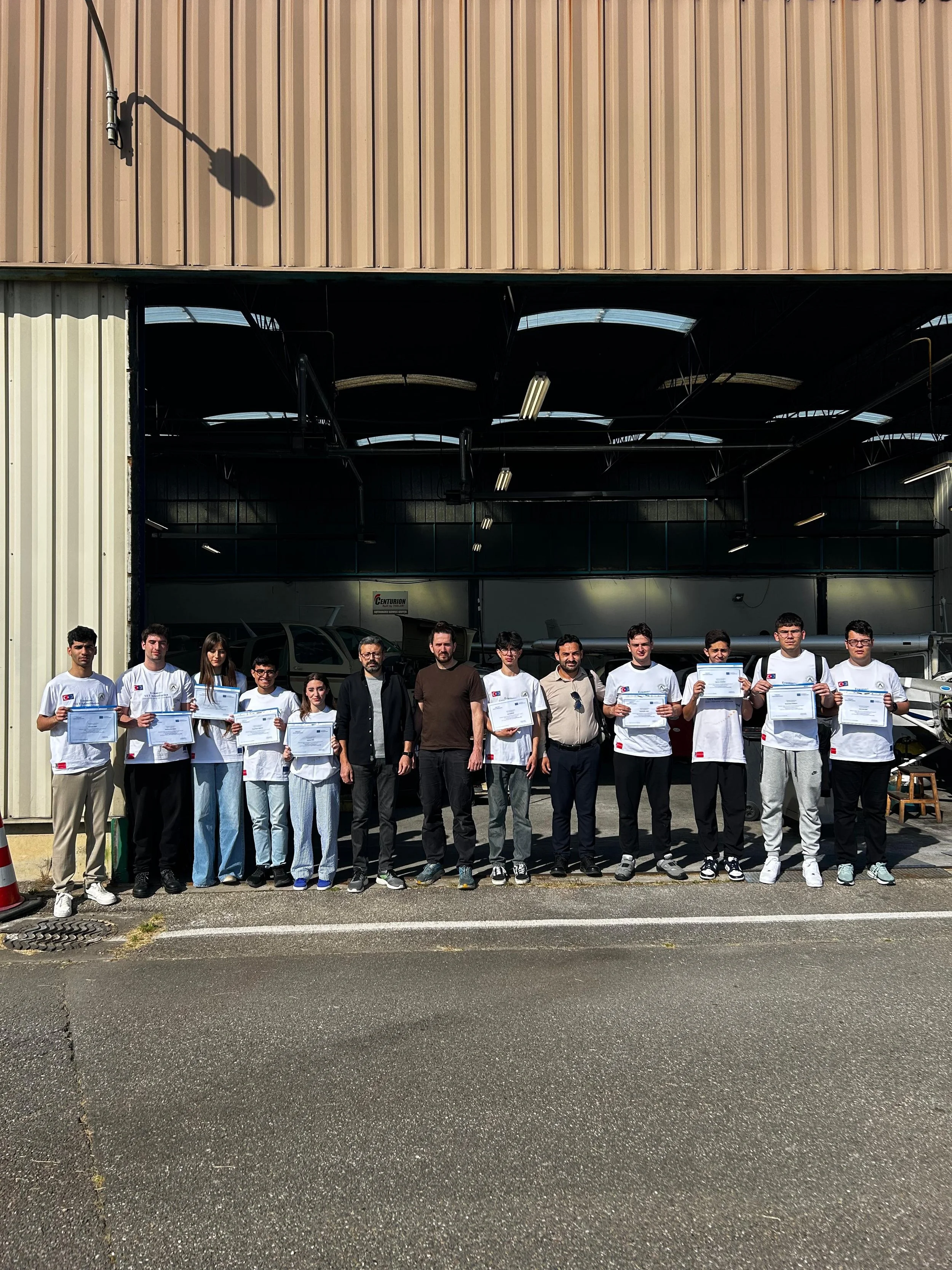 Aviation students attending a technical workshop.