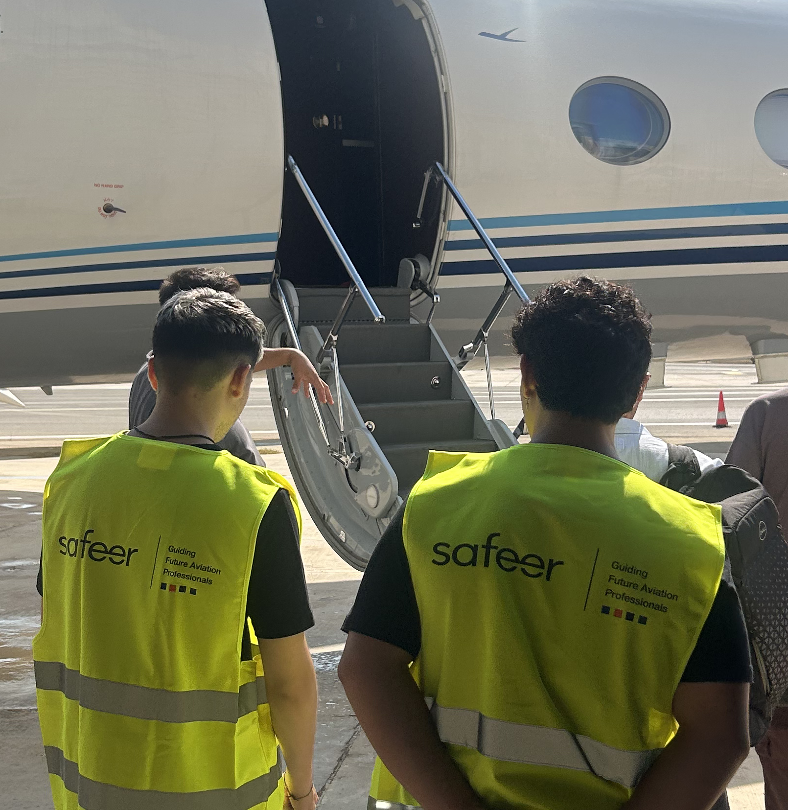 VET learners on a work-based learning placement in an aviation environment.