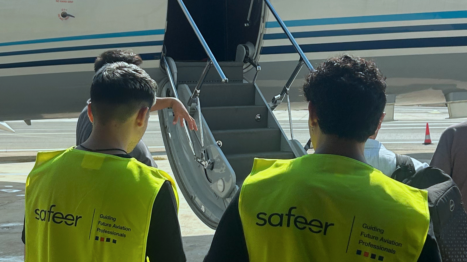 Learners undertaking aviation work-based learning.