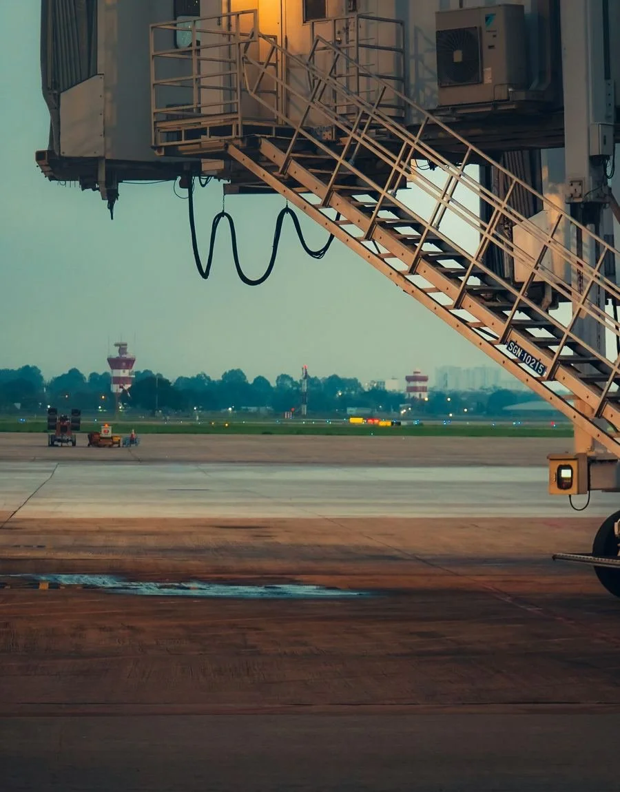 Airport apron viewed during an educational aviation industry visit.