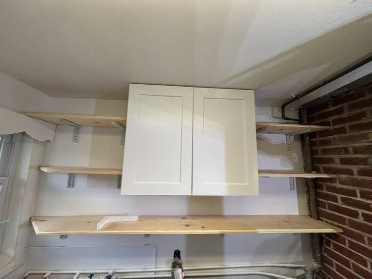 Custom interior shelving and storage system in progress in Montgomery County PA