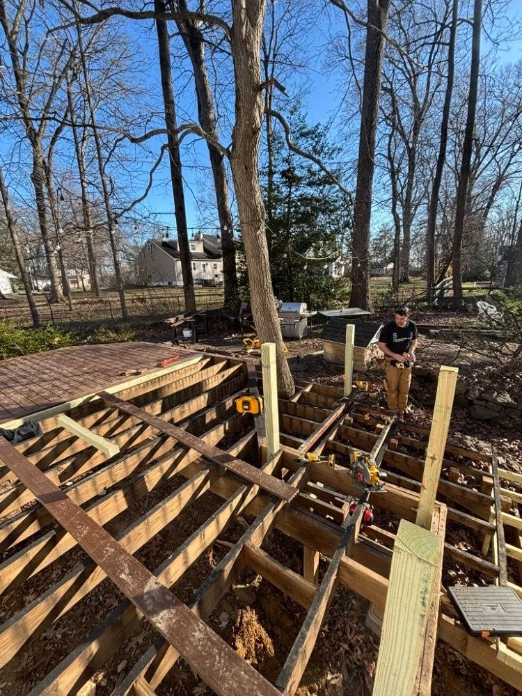 Deck framing and substructure construction by True North Builders in Montgomery County PA