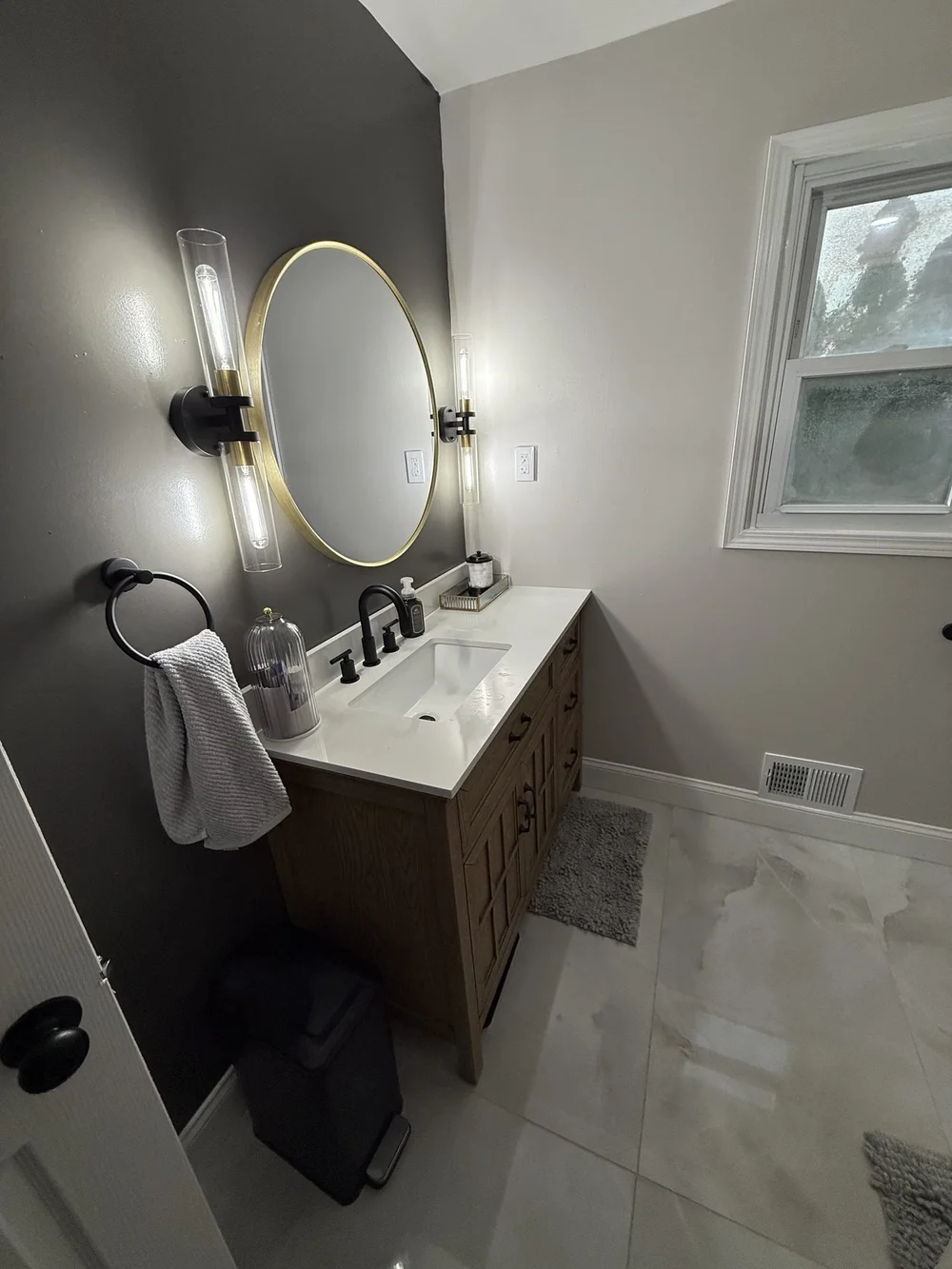 Bathroom remodel in Langhorne, PA with new tile and vanity