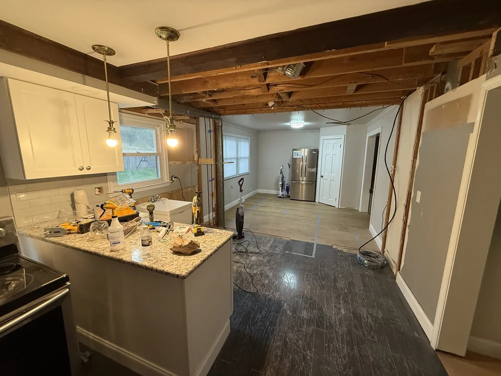 Wall demolition to open a Langhorne kitchen to the dining room