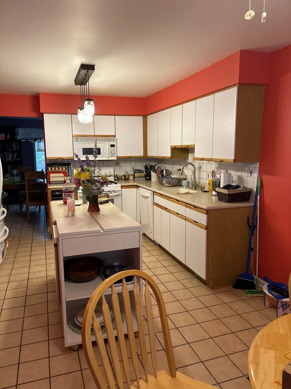 Elkins Park kitchen before remodeling — dated cabinets and vinyl floor