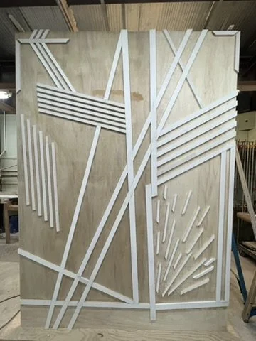 Diagonal and linear trim pattern before painting