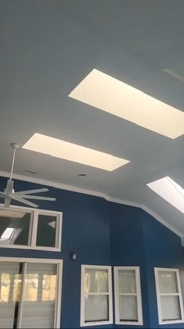Skylights and ceiling planes in a pool room