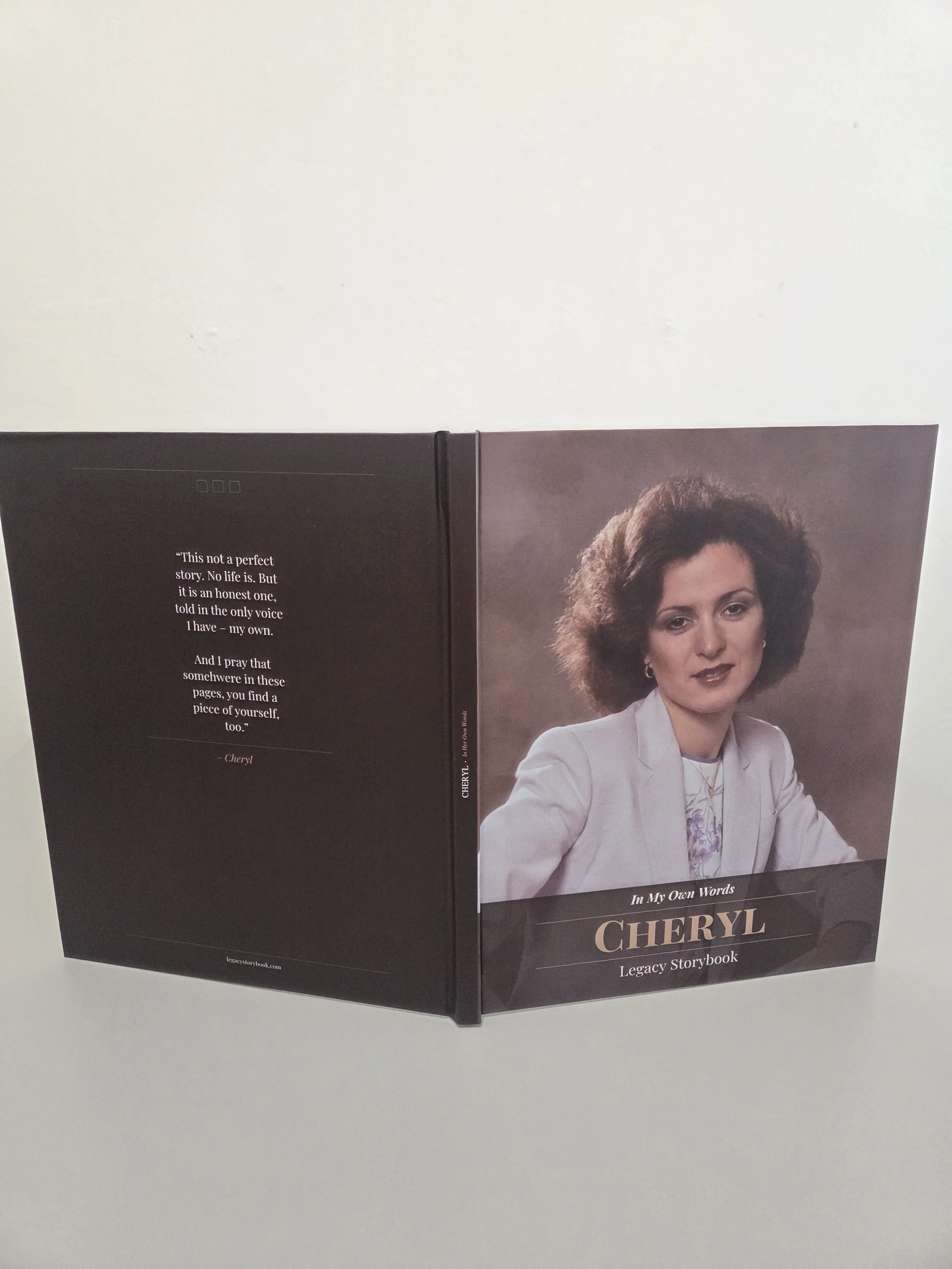 Cheryl holding her Legacy Storybook