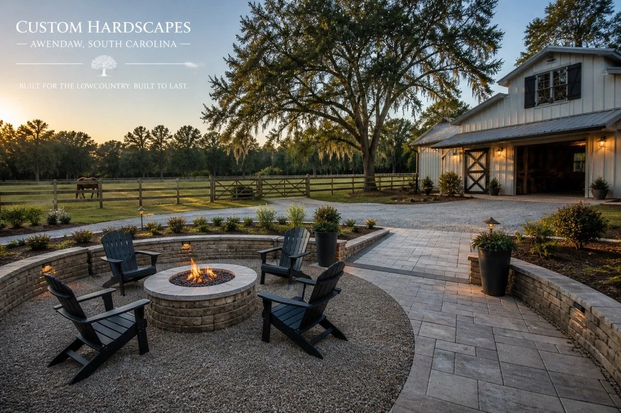 Custom brick patio hardscape installation in Charleston, SC — Budget Fencing & Construction