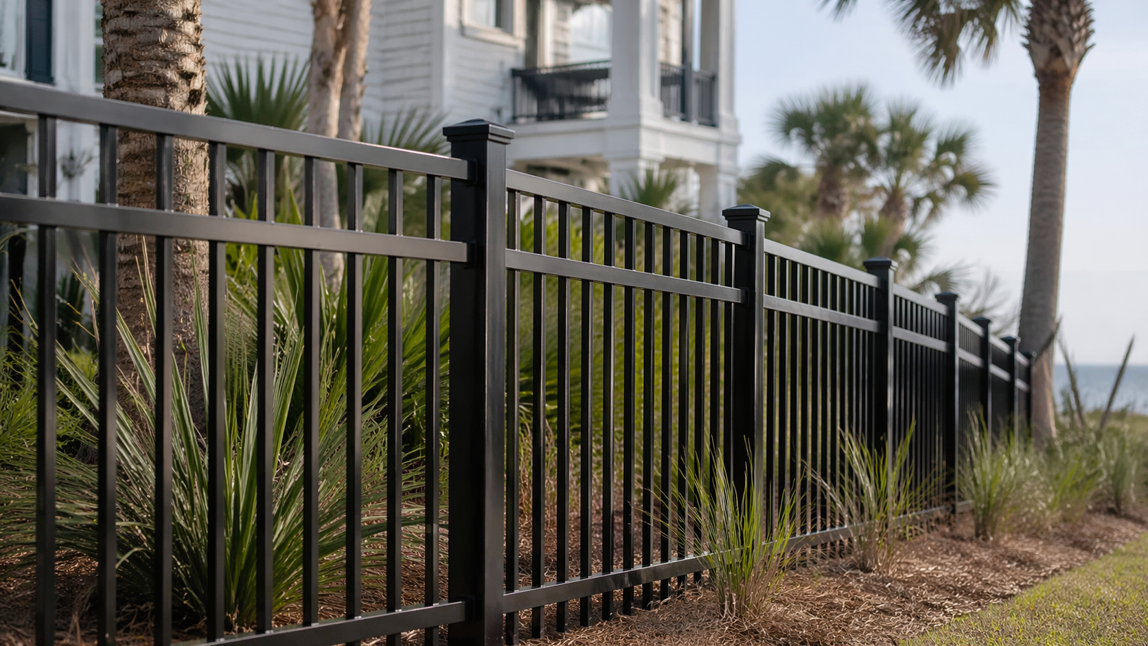 Aluminum ornamental fence installation on Isle of Palms, SC — Budget Fencing & Construction