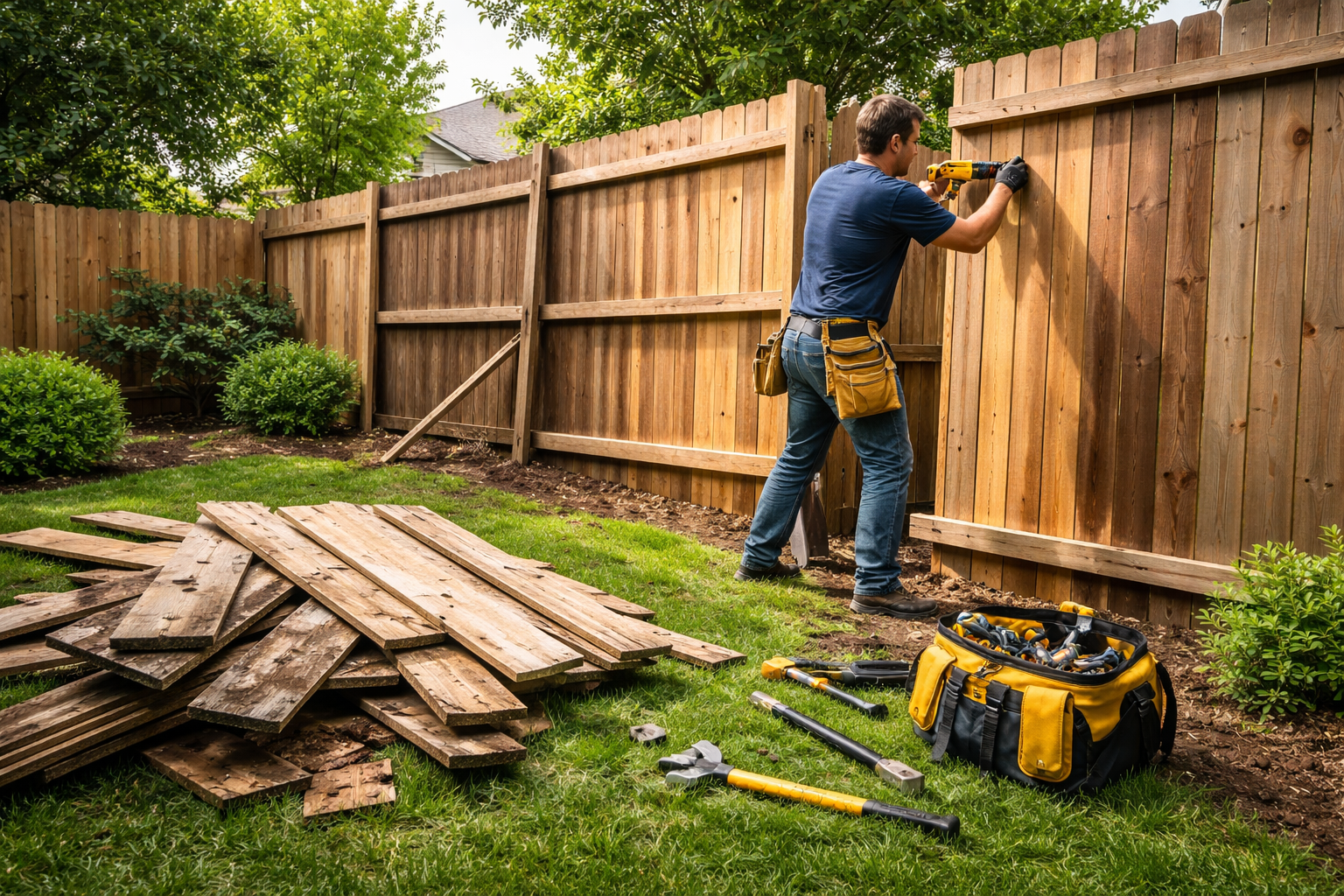 Storm damaged fence repair by Budget Fencing & Construction in Charleston, SC