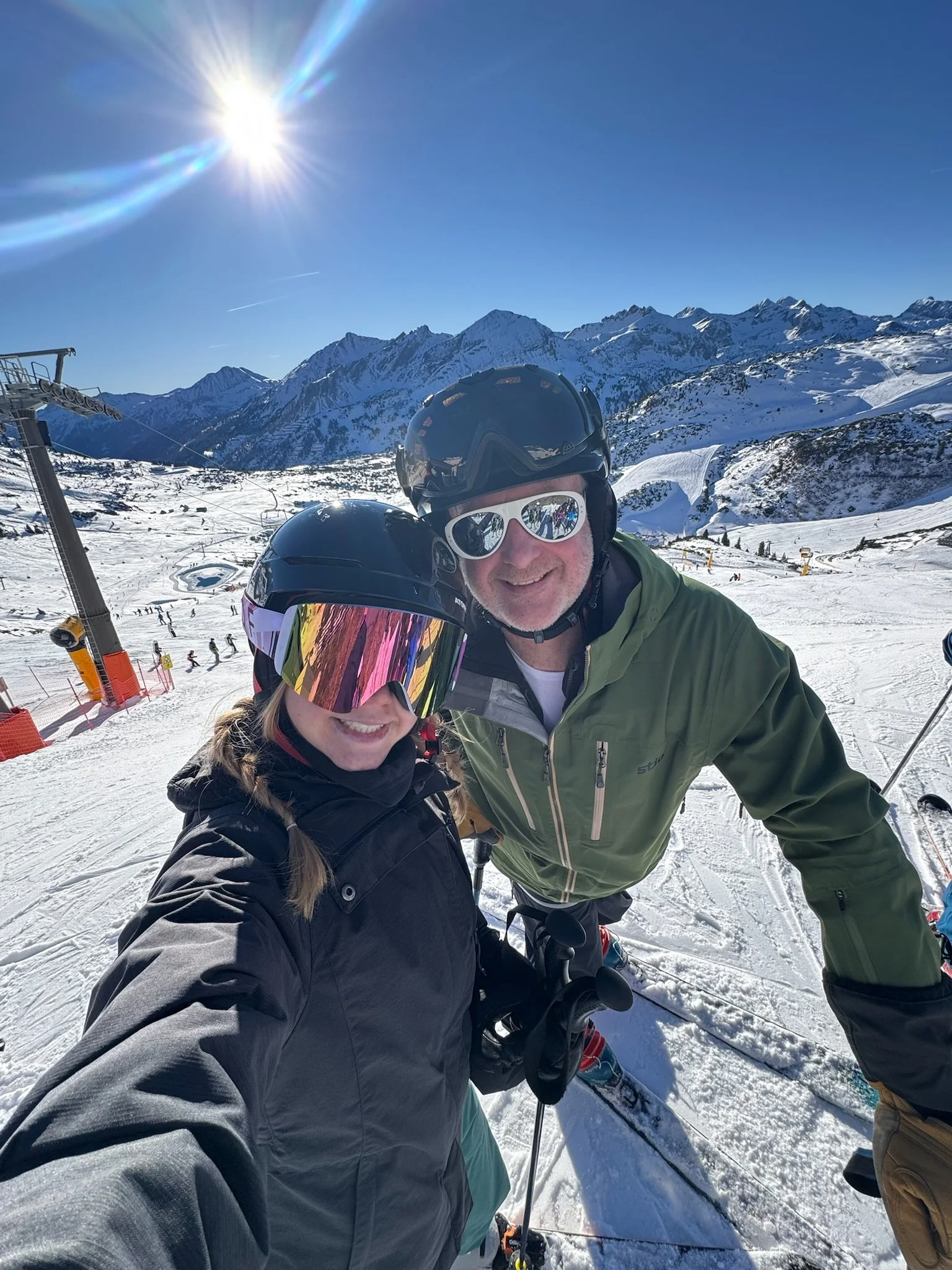 Bob and his daughter skiing in the Austrian Alps