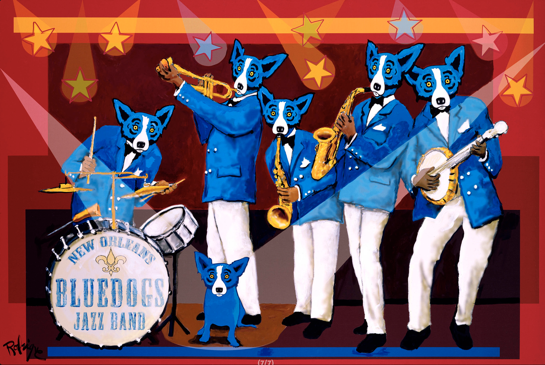 Blue Dog print: the New Orleans Bluedogs Jazz Band